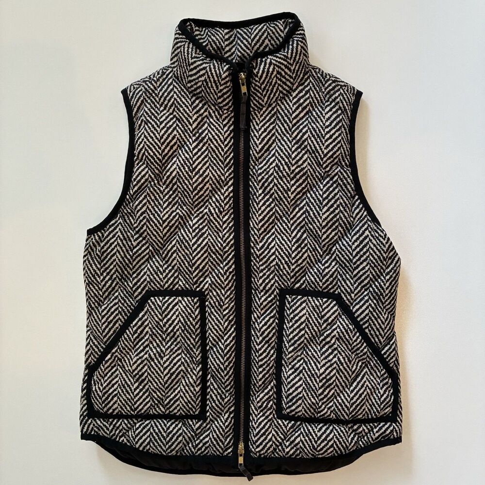 J Crew Quilted Herringbone Down Feather Fill Vest Jacket Women’s Size Small Warm
